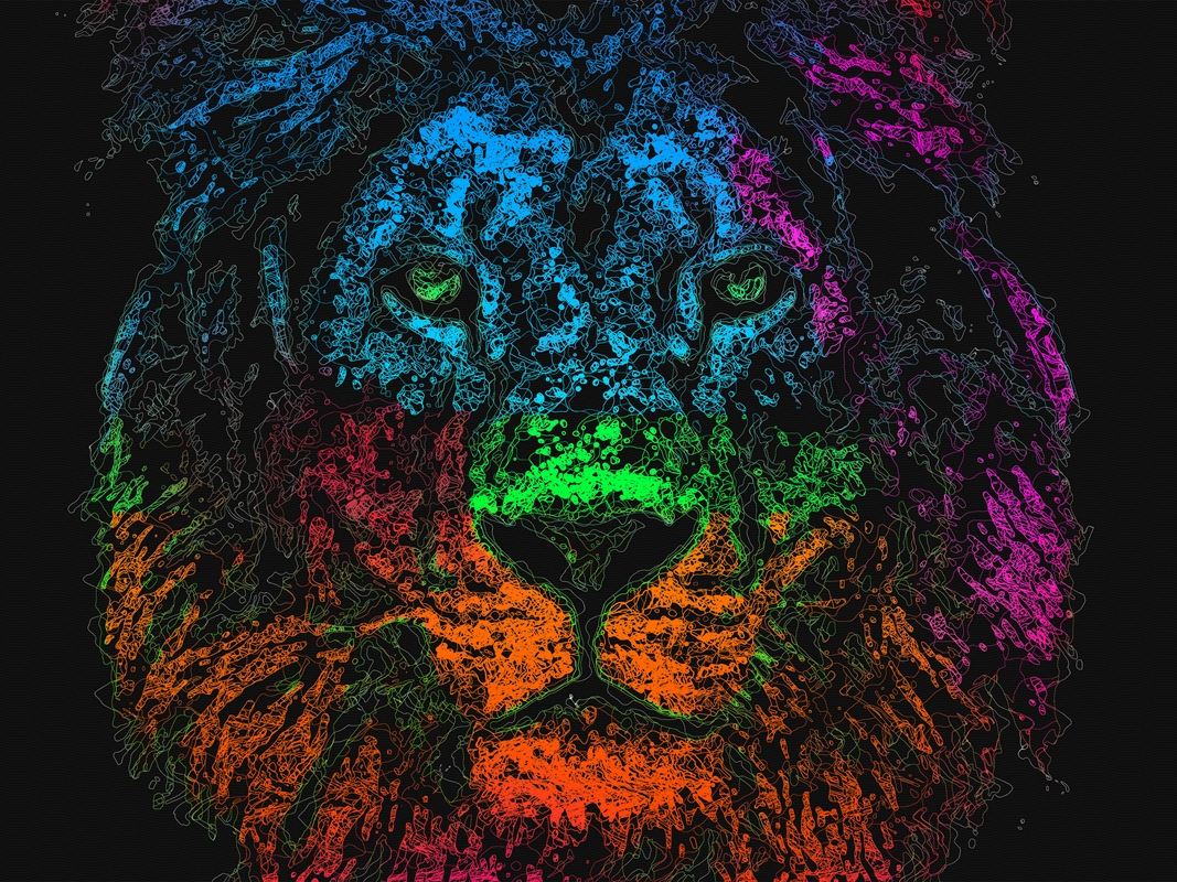 Full colors Lion , wildlife animal ink , modern abstract art Photograph by  Vieriu Adrian - Pixels