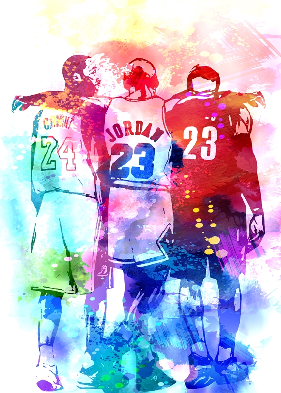 Kobe Jordan James Posters Prints By Masdian Watercolor Printler