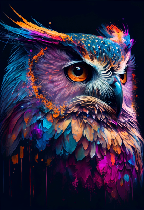 Colourful Owl Illustration posters prints by drdigitaldesign