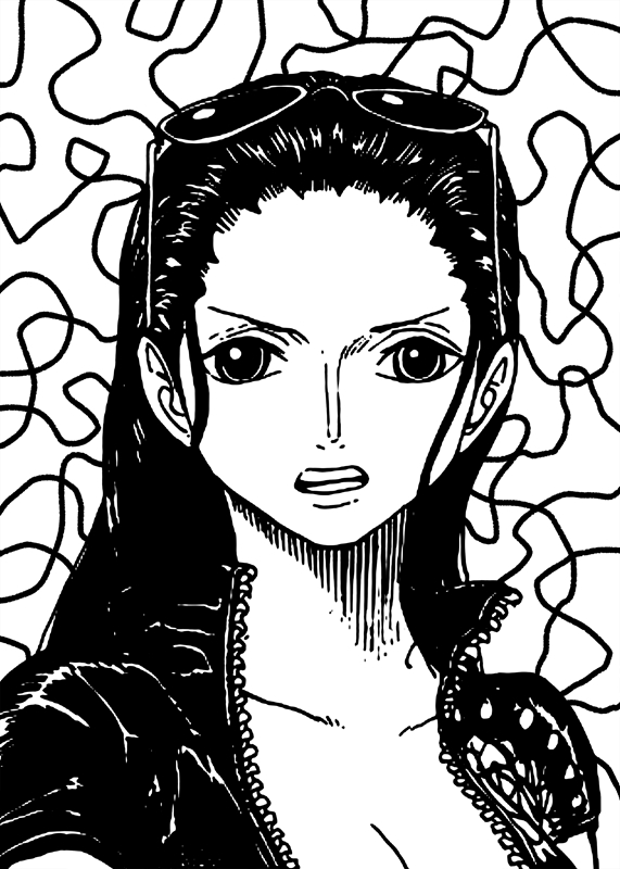 Nico Robin / vertical and background line drawing ONE PIECE FILM