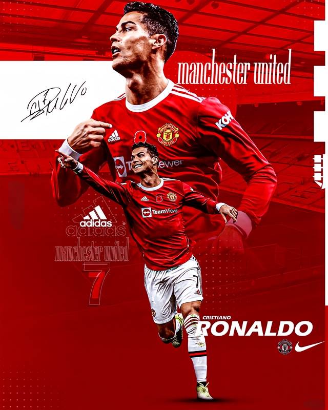 Manchester United Cristiano Ronaldo Signed Red Adidas Framed