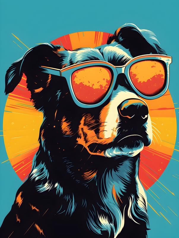Diskriminere Viewer Modstand Hund med solbriller pop art plakat af FloArtz - Printler
