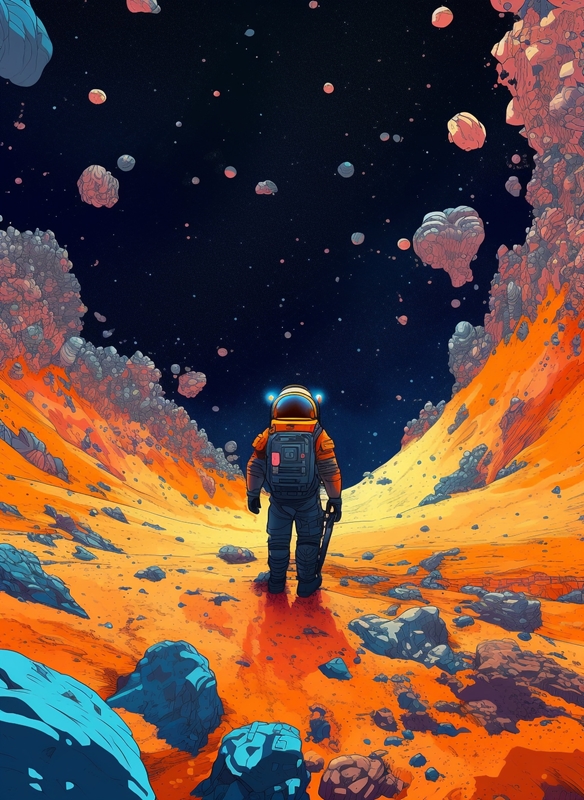 Astronaut im Weltall Poster von Max Ronn | Printler