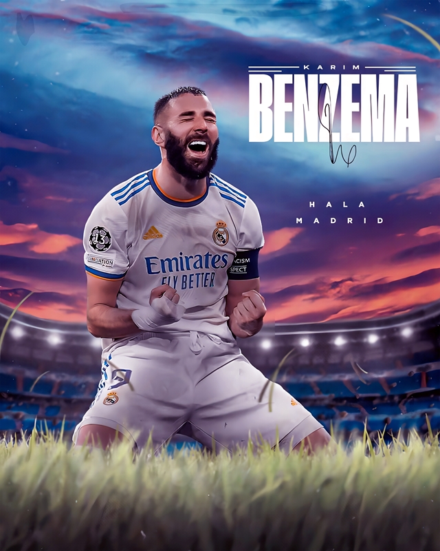  Karim Benzema Real Madrid Poster Print, Football Player,  Artwork, Benzema Gift, Canvas Art, No Frame Poster, Original Art Poster  Gift SIZE 24''x32'' (61x81 cm): Posters & Prints