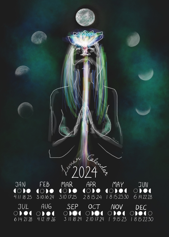 Calendrier lunaire 2024 affiches et impressions par Paloma Lucero - Printler