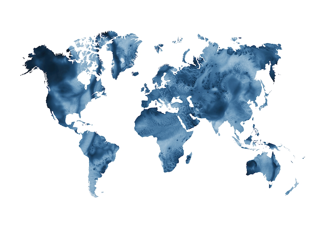 MAPPA DEL MONDO BLU Confezione di quadri personalizzati per bambini